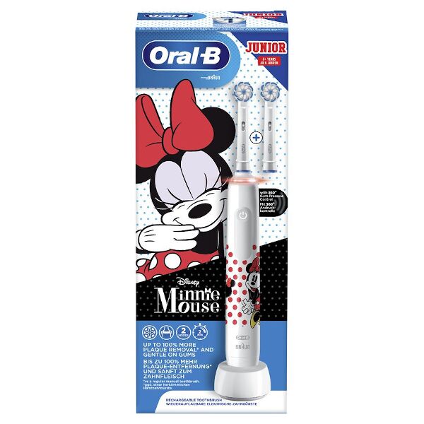 procter & gamble srl oral-b spazzolino elettrico ricaricabile junior minnie +6 anni, 2 testine, 1 spazzolino