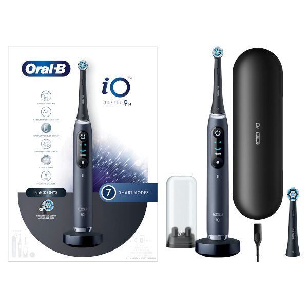 procter & gamble srl oral-b spazzolino elettrico ricaricabile io 9s nero con 2 testine e 1 custodia da viaggio ricaricabile