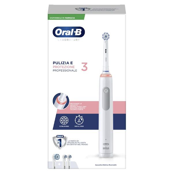 procter & gamble srl oral-b pro 3 laboratory spazzolino elettrico + 2 testine di ricarica