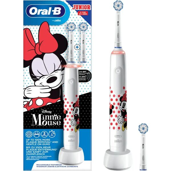 oral-b spazzolino elettrico ricaricabile junior minnie +6 anni, 2 testine, 1 spazzolino