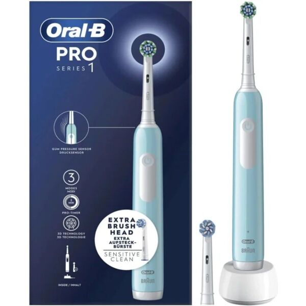 oral-b pro series 1 spazzolino elettrico colore azzurro + travel case