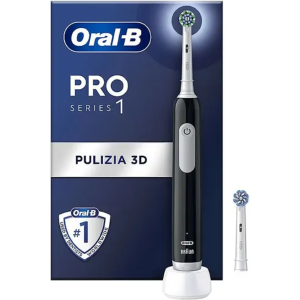 oral-b pro series 1 spazzolino elettrico nero + 1 testina di ricambio