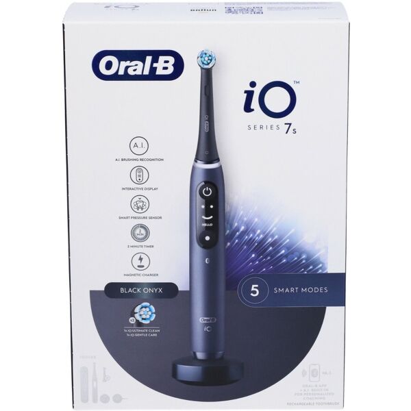 oral-b spazzolino elettrico ricaricabile io 7s nero, 2 testine, 1 custodia da viaggio, 1 spazzolino