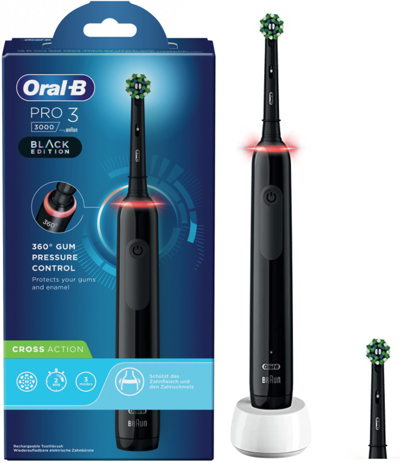 Oral-B Pro 3 Black Spazzolino Elettrico + 2 Refill