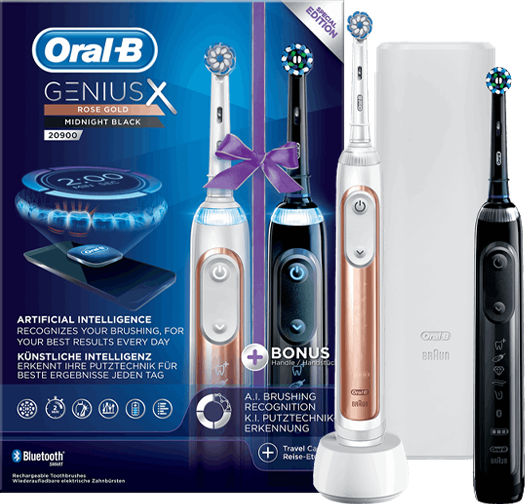 Braun Oral-B GENIUS X 20900 Rose Gold + Midnight Black - DUO