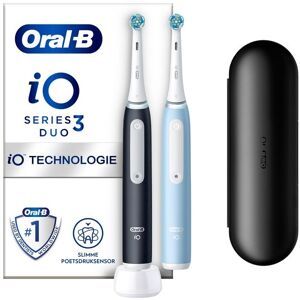 Oral-B iO 3 Duopack Svart och Blå Eltandborste 2 Tandborsthuvuden 1 Resefodral