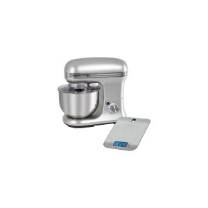 ProfiCook PC-KM 1222 W - Mixer - 5 liter - 1.2 kW - rustfrit stål/sølv - med PC-KW 1221 køkkenvægt