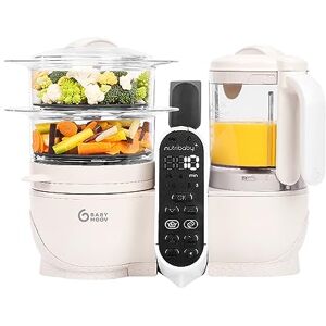 Babymoov Nutribaby(+), Robot Cuiseur Bébé Multifonctions 6 en 1, Cuiseur Vapeur Mixeur, Grande Capacité 2,2L, Petits Pots Bébé Faits Maison, Idéal Diversification Alimentaire, Mineral Beige - Publicité