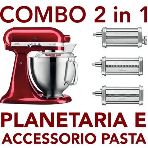 Ⓜ️🔵🔵🔵 KitchenAid Artisan COMBO 5KSM185PSECA e 5KSMPRA - COMBO Planetaria rosso mela met