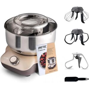 Imetec CakeLover, Impastatrice Planetaria di 5L per Torte, Dolci, Pizza, Pane, Pasta – 1500 W, 6 Velocità, Ciotola in Acciaio Inox, Doppio Gancio, Fruste – Design Compatto, Ricettario Incluso