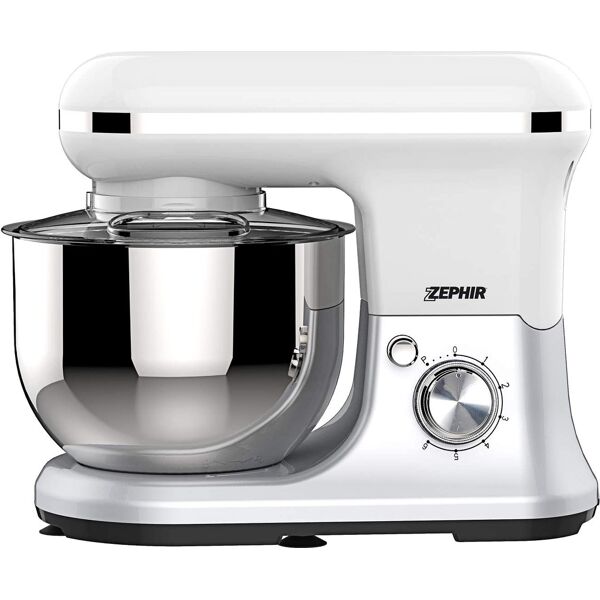 zephir zhc120dx impastatrice capacità ciotola 5.2 litri 6 velocità potenza 1200 watt colore bianco - zhc120dx deluxe