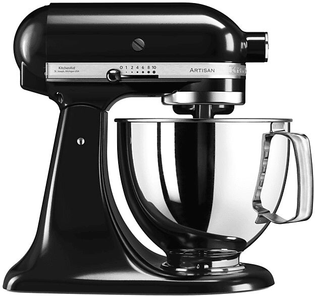 kitchenaid 5ksm125pseob impastatrice planetaria, 300 w, capacità ciotola 4,8 l, nero onice