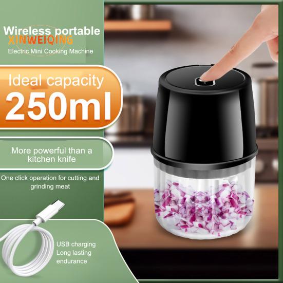 Hello My Life 250ML Electric Mini Food Chopper USB Rechargeable,One-Button Operation Easy to Use Energy-saving Garlic Chopper