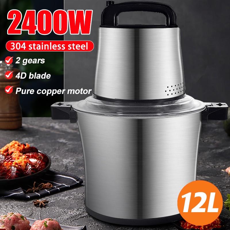 The Romantics 12L 2 Gear Commercial Electric Meat Grinder Kitchen Chopper Mincer Food Processor Stainless Steel Garlic Blender Mixer 220V