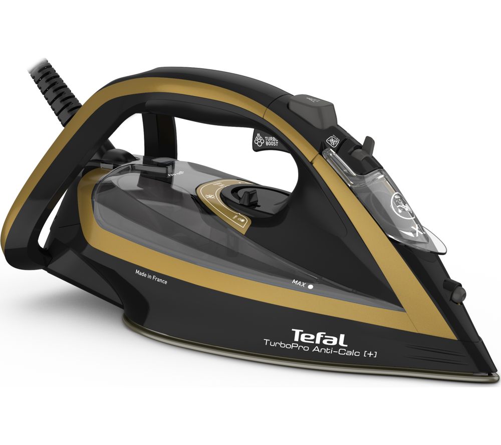 Tefal Ultimate Turbo Pro Anti-Scale FV5696G0 Steam Iron - Black &amp; Gold, Black
