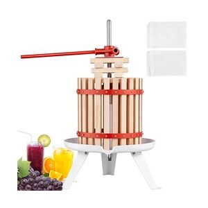 VEVOR Obstpresse Saftpresse Beerenpresse 12 L, Fruchtpresse 25 x 25 cm Zelkova-Holz Manuelle Obstpresse, Apfelpresse Weinpresse Maischepresse Saftpresse Entsafter Obstmühle mit Filtertüten