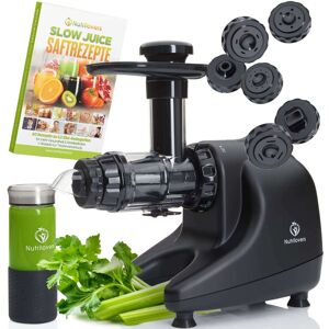 Nutrilovers MULTI-PRESS Profi Slow Juicer mit 6+1 Multi-Aufsätzen für Saft, Pasta, Brot & Sorbet, ULTEM / Schwarz