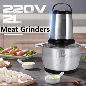 youjilao 2 Speeds Stainless Steel 2L Capacity Electric Chopper Meat Grinder Mincer Food Processor Slicer Stainless Steel Mincer Kitchen Slicer