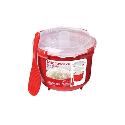 sistema® Mikrowellen-Reiskocher Reiskocher 16,1 cm hoch rot 2,6 l