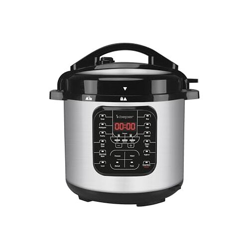 BEPER P101COS001 Slowcooker, Multicooker & Snelkookpan 6 Liter Elektrische Snelkookpan met 15 Kookprogramma's Zwart