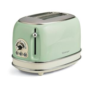 Ariete 155GR 2-Schlitz Toaster Vintage grün mit 6 Bräunungsstufen und breiten Röstschlitzen, 810 Watt
