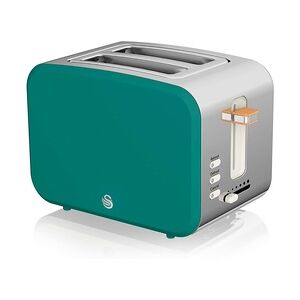 SWAN ST14610GRENEU Toaster Breitschlitz 2 Scheiben 3 Funktionen Design Nordic, Grün, 900W