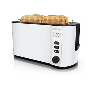 Arendo Langschlitz-Toaster für 4 Scheiben, Doppelwandgehäuse, integrierter Brötchenaufsatz, Bräunungsgrade 1-6, Brotzentrierung