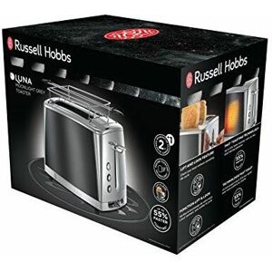 Russell Hobbs Toaster Luna grau, 2 extra breite Toastschlitze, inkl. Brötchenaufsatz, 6 einstellbare Bräunungsstufen + Auftau- & Aufwärmfunktion,