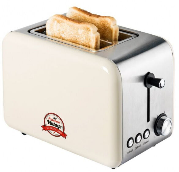 Bestron toaster Vintage 850W 28 x 18,5 cm rostfreier Stahl beige