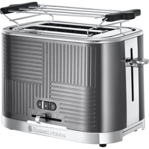 Russell Hobbs 25250-56 Geo Steel brödrost brödrost, 4 funktioner, justerbar temperatur, bakvärmare, tång