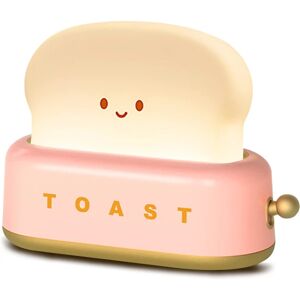 WEIWZI Brødristerlampe, Genopladelig med Smil Ansigt Toast Brød Sød brødrister Form værelsesindretning Lille natlys til soveværelse, sengekant, stue-Pink