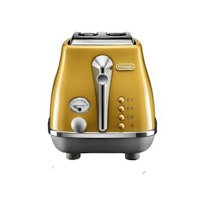 DeLonghi Toaster Delonghi Icona Capitals 2 Tranches - 900w - Grille Pain 3 Fonctions - Chauffe Viennoisseries Inclus - Jaune