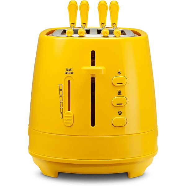 delonghi ctlap2203.y tostapane con pinze 2 fette potenza 550 watt tostatura regolabile termostato cassetto fondo raccoglibriciole colore giallo - ctlap2203.y