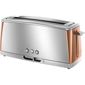 Russell Hobbs Luna Copper 2 Slice Toaster Long Slot with Lift & Look brown/gray 18.3 H x 39.7 W x 14.1 D cm