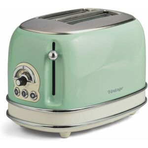 Ariete 0155/14 Retro Style 2 Slice Toaster, 6 Browning Levels and Removable Crumb Tray, Vintage Design, Green