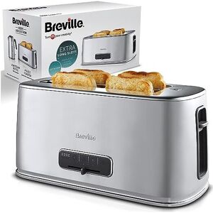 Breville Edge Silver 4-Slice Toaster with Extra Long Slots and High-Lift   Brush