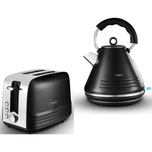 Tower Ash Black 1.7L 3KW Pyramid Kettle & 2 Slice Toaster Set