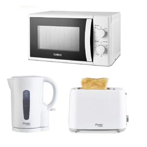 Tower WHITE Microwave, Toaster , Kettle Set 700w 20L Manual, Jug kettle, 2 slice