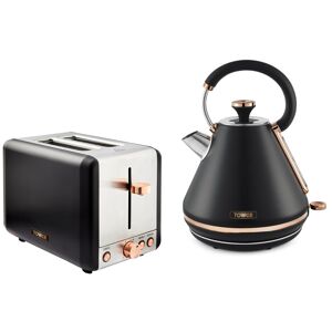 Tower Cavaletto Pyramid Kettle & 2 Slice Toaster Set Black/Rose Gold