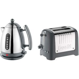 Dualit Lite Jug Kettle & 2 Slice Toaster Set - Polished Grey