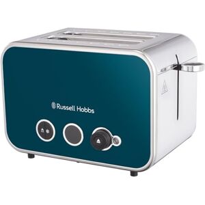 Russell Hobbs 2 Slice Distinctions Toaster (Countdown to ready, Extra wide & long slots, 6 Browning levels & Defrost/Reheat/Cancel, Lift & Look feature, 1600W, Stainless Steel & Ocean Blue) 26431