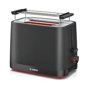 Bosch MyMoment Infuse TAT3M123GB - Compact 2-Slice Toaster with Reheat/Defrost, Foldable Bun Warmer, Auto Shut-Off, High Lift and Crumb Tray, in Matte Black