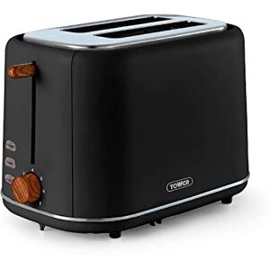 TOWER T20027BLK Scandi 2 Slice Toaster with Adjustable Browning Control, Centring Function, 800W, Black