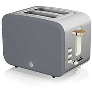 Swan ST14610GRYN Nordic 2-Slice Toaster with Defrost/Reheat/Cancel Functions, Cord Storage, 900W, Grey