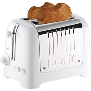 Dualit 2 Slice Lite Toaster 1.1kW Toasts 60 Slices an Hour Polished with High Gloss White Trim Bagel & Defrost Settings 36 mm Wide Slots 26203