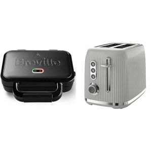 Breville Ultimate Deep Fill Toastie Maker 2 Slice Sandwich Toaster & Bold Ice Grey 2-Slice Toaster with High-Lift & Wide Slots Grey & Silver Chrome [VTR002]