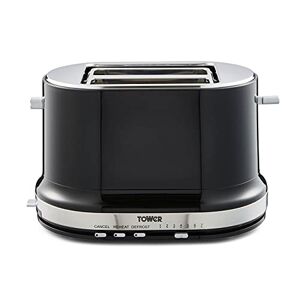 Tower T20043NOR Belle 2-Slice Toaster with 7 Browning Settings, Defrost/Reheat/Cancel, 800 W, Black/Noir
