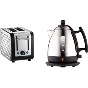 Dualit Architect 2 Slice Toaster Brushed Stainless Steel with Black Trim 26505 & Lite Kettle - 1L 2kW Jug Kettle - Polished with Black Trim, High Gloss Finish - Fast Boiling Kettle by - 72200