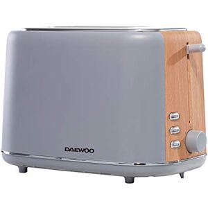 Daewoo SDA1737 Stockholm 2 Slice Matte Finish Wood Effect Toaster Cancel, Defrost & Reheat 6 Time Settings Self Centre Function Bread Size 12cm x 12cm-Slide Out Crumb Tray 800W Power-Grey