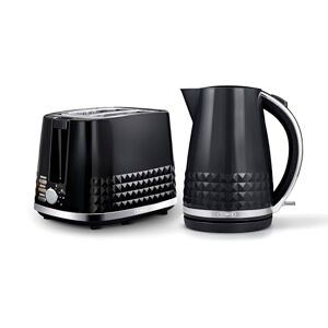 Tower Solitaire Kitchen Set, 1.5L Rapid Boil Kettle & 2 Slice Toaster, Black and Chrome Accents, T10075BLK, T20082BLK